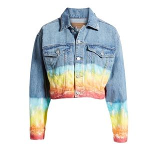 Blank nyc tie dye trim denim jacket